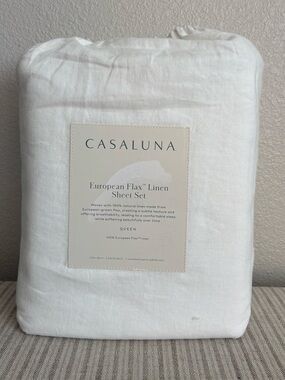 NWT Queen 100% Linen Sheet Set White - Casaluna